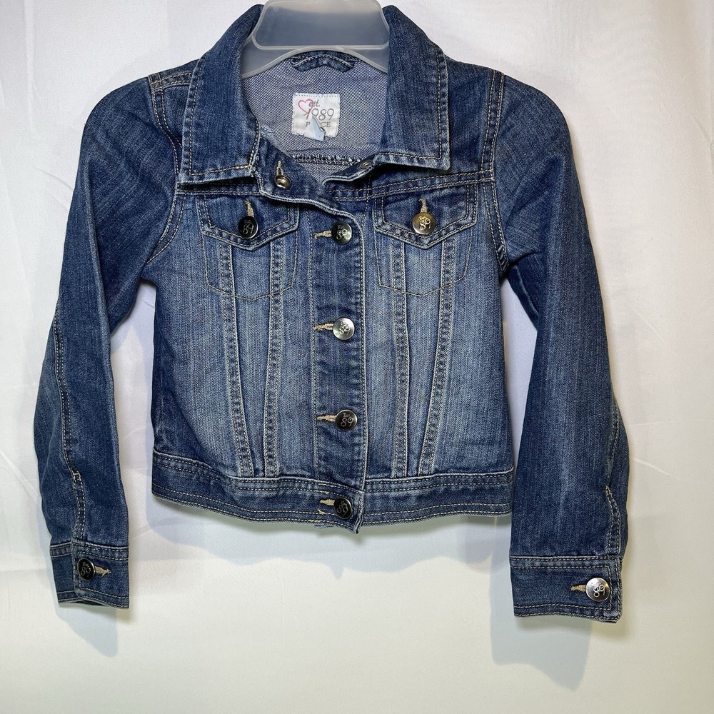 The Children's Place 1989 Girls Size 5/6 Blue Snap Up Jean Denim Jacket